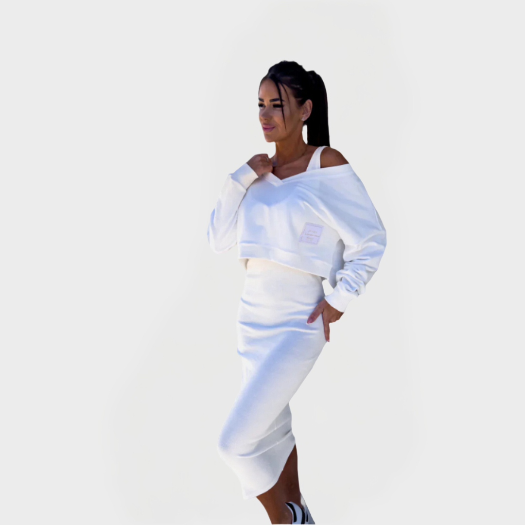 Conjunto de Verão com Sweater e Vestido para Conforto e Estilo