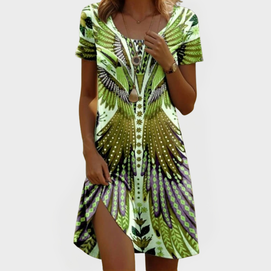 Vestido Vintage com Mangas Curtas