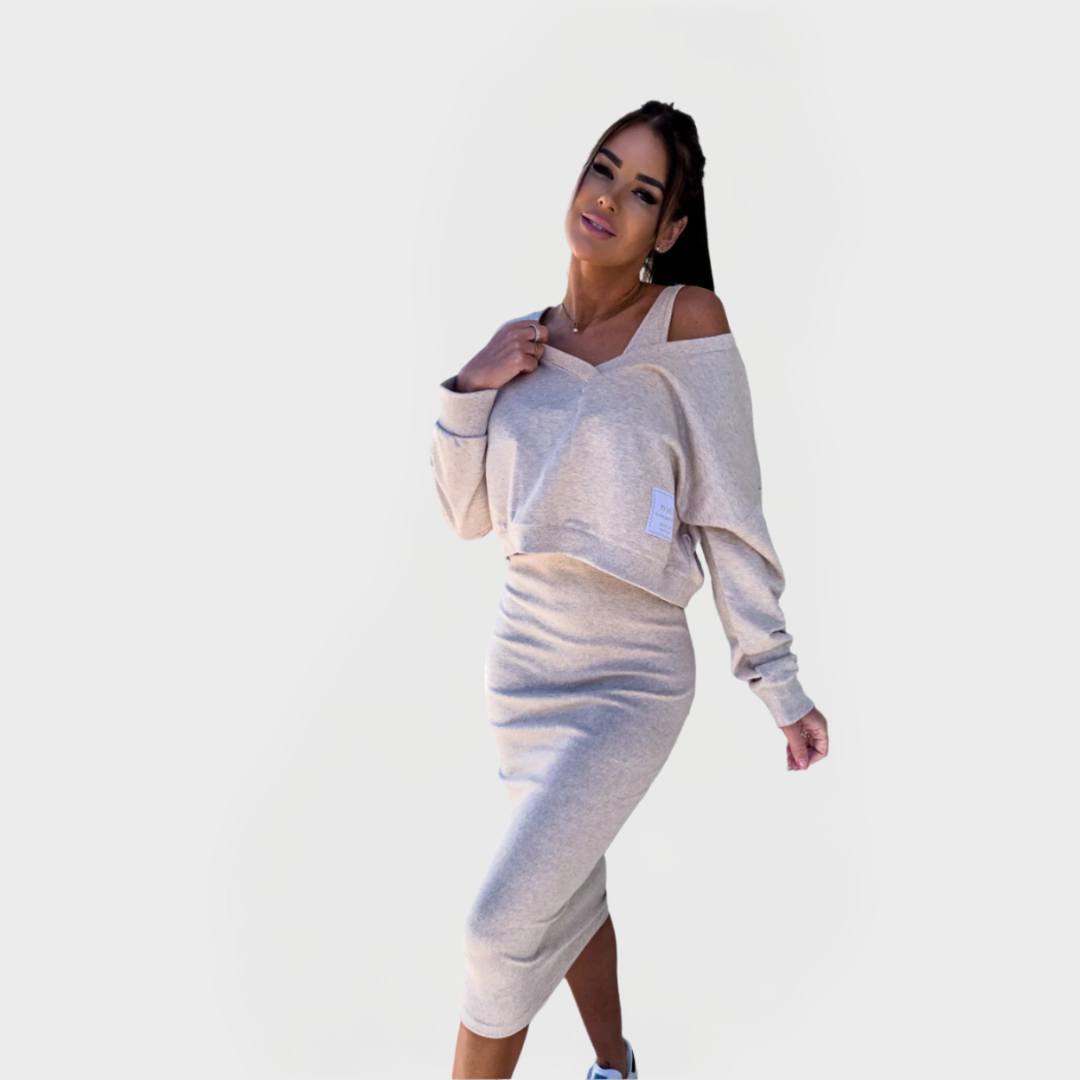 Conjunto de Verão com Sweater e Vestido para Conforto e Estilo