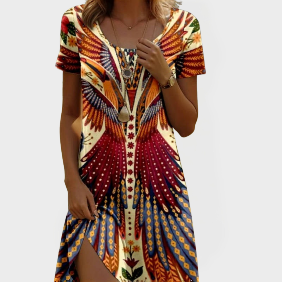 Vestido Vintage com Mangas Curtas