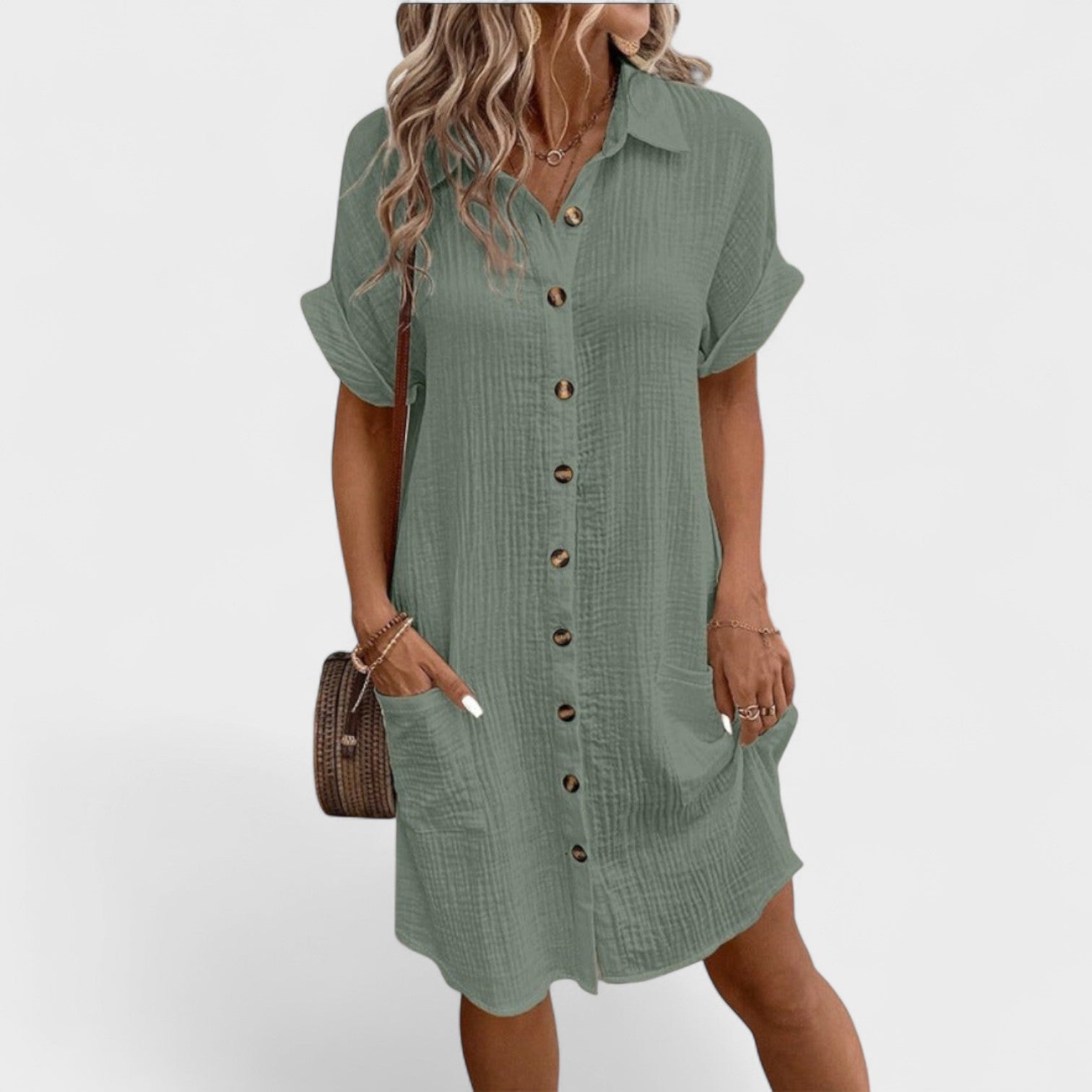 Catarina - Vestido Fluido de Mangas Curtas