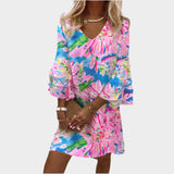 Vestido Mini Rosa Elegante com Mangas Curvilíneas