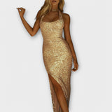 Vanessa - Vestido elegante com racha alta