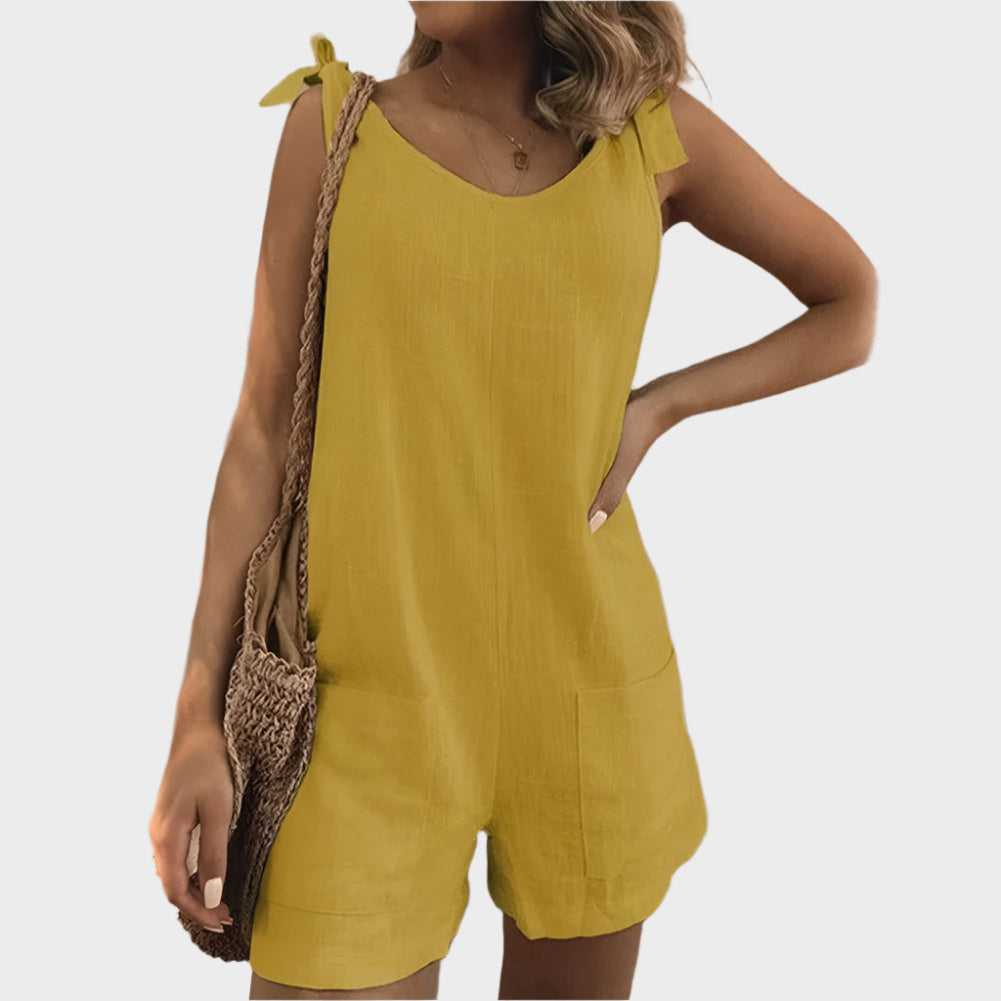 Macacão com Alças Laço e Bolsos