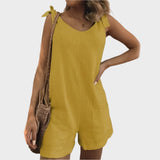 Macacão com Alças Laço e Bolsos