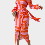 Vestido Impresso com Cintura Ajustável