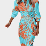 Vestido Impresso com Cintura Ajustável