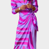 Vestido Impresso com Cintura Ajustável