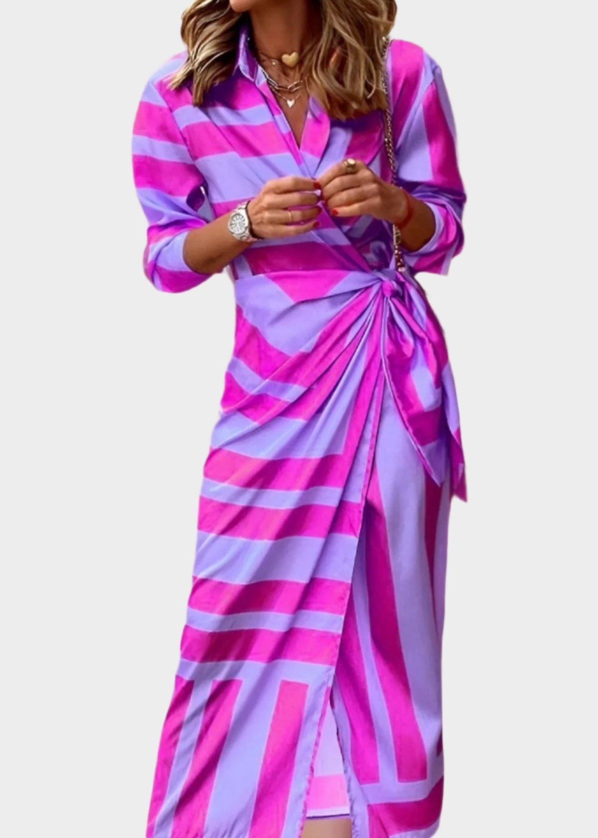 Vestido Impresso com Cintura Ajustável