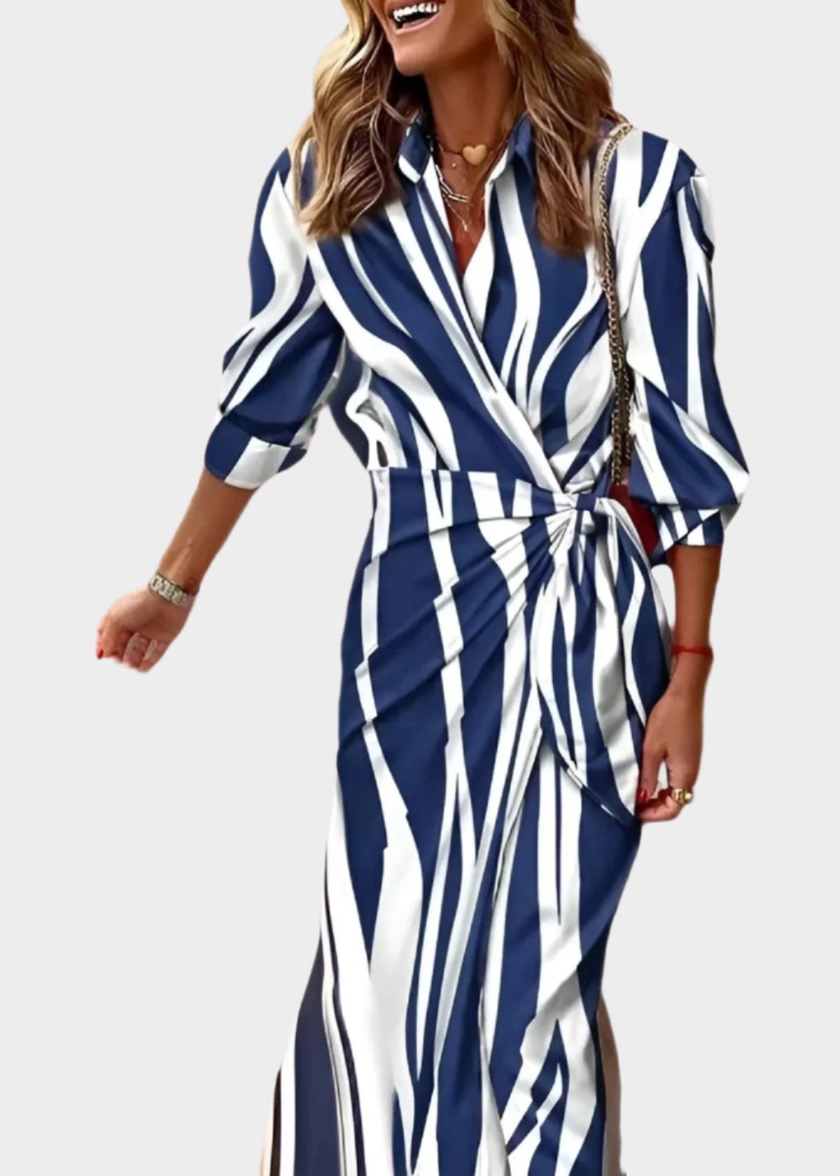 Vestido Impresso com Cintura Ajustável