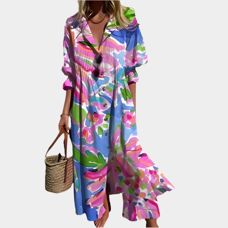 Vestido Boho Arejado com Mangas Bufantes