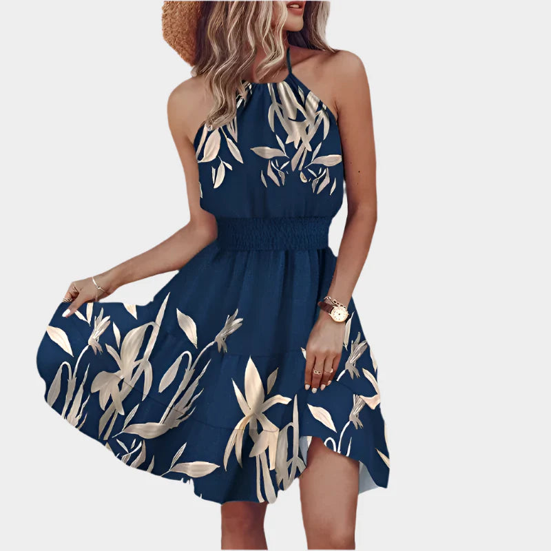 Vestido Mini Sexy com Padrão Irregular e Costas Descobertas